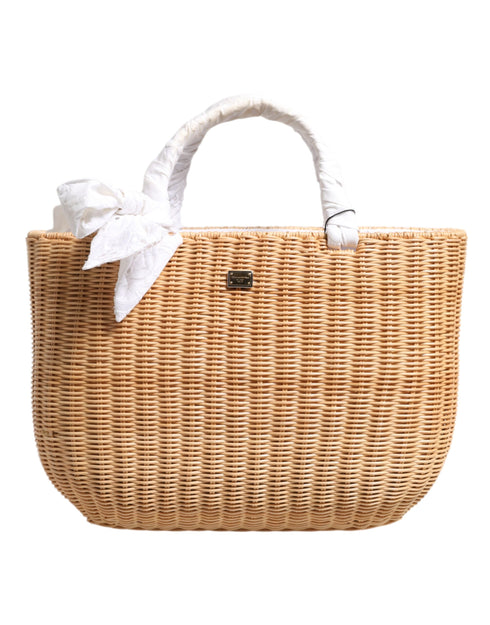 Dolce & Gabbana Basket Tote Bag – Beige Fiber/Silk/Leather – Women’s